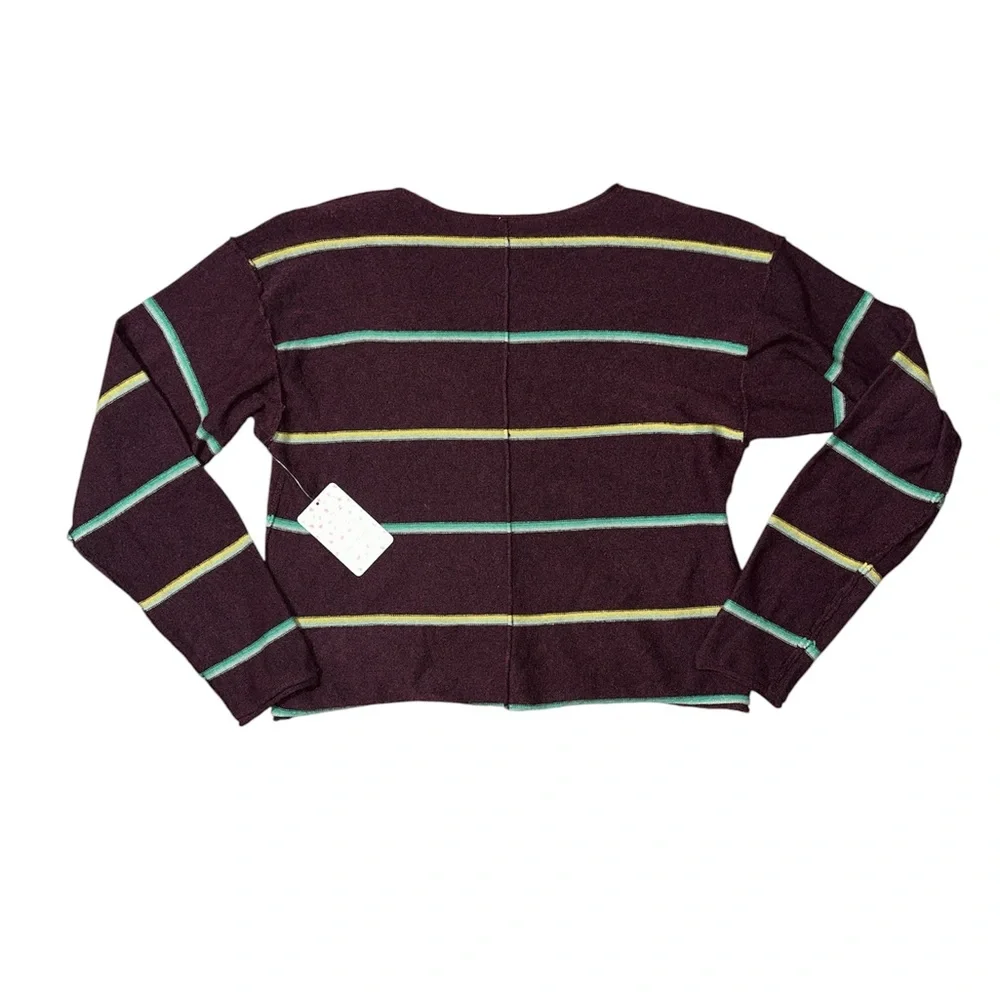 Free People Multicolor Striped V-Neck Sweater , the softest! XS - Picture 2 of 5
